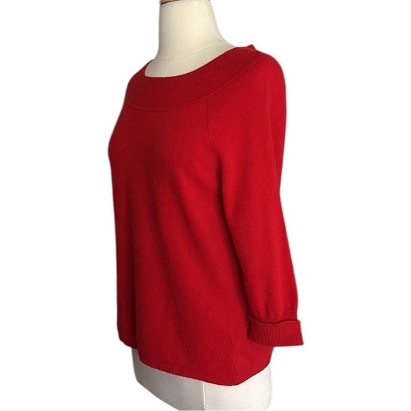 JONES New York Vintage 90s Red Cashmere Sweater Preppy Elevated Classic Medium - Picture 6 of 14